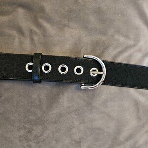 Coach belt black leather and fabric C's women
